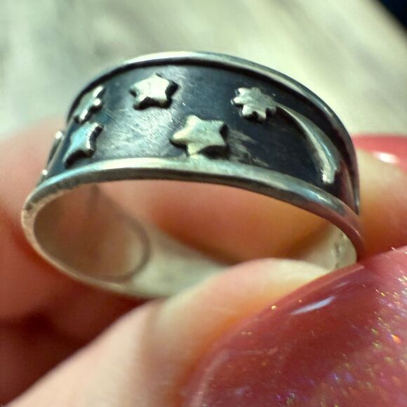 Vintage Sterling Silver Celestial Ring - Picture 3 of 6